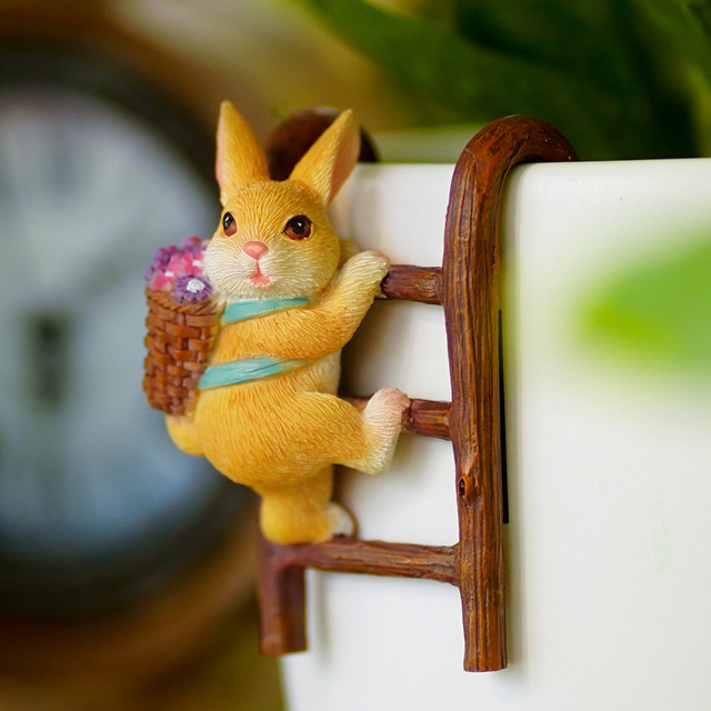 Rabbit climbing ladder pot pendant cute fish tank landscaping pendant balcony garden potted micro -landscape decoration small decoration
