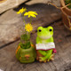 Creative frog reading hydroponic glass vase simulated dry flower arrangement cute living room desktop test tube flower device decoration