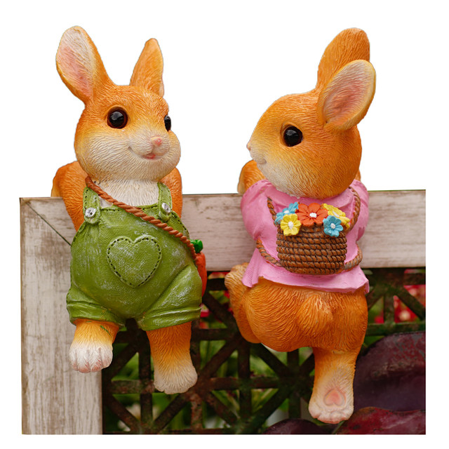 Cartoon rabbit flower pot pendant fish tank side hanging ornament garden courtyard balcony climbing flower tank landscaping decoration
