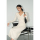 NEVA HU black French V-neck dress with women's design niche 2025 spring slim temperament hip-covering long skirt