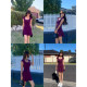 NEVA HU square collar knitted short-sleeved dress for women in summer slim waist and slim temperament hot girl a-line short skirt
