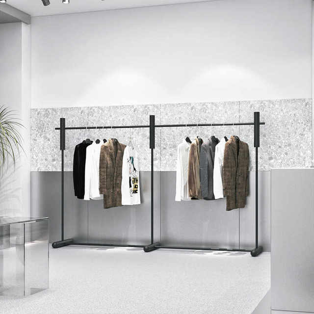 Clothing store display rack, black stainless steel shelf, clothes rail ...