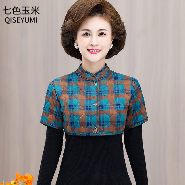 Middle -aged and elderly velvet shoulder -care girls autumn and winter new sleep thickened warm cotton vest mothers pretend to shoulder neck vest