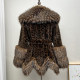 
mink plush leopard fur jacket for women mid-length young and fashionable big fur collar autumn and winter environmentally friendly fur jacket