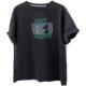 Temperament dark gray contrast letter print cartoon round neck short-sleeved T-shirt for women loose lazy style age-reducing top summer