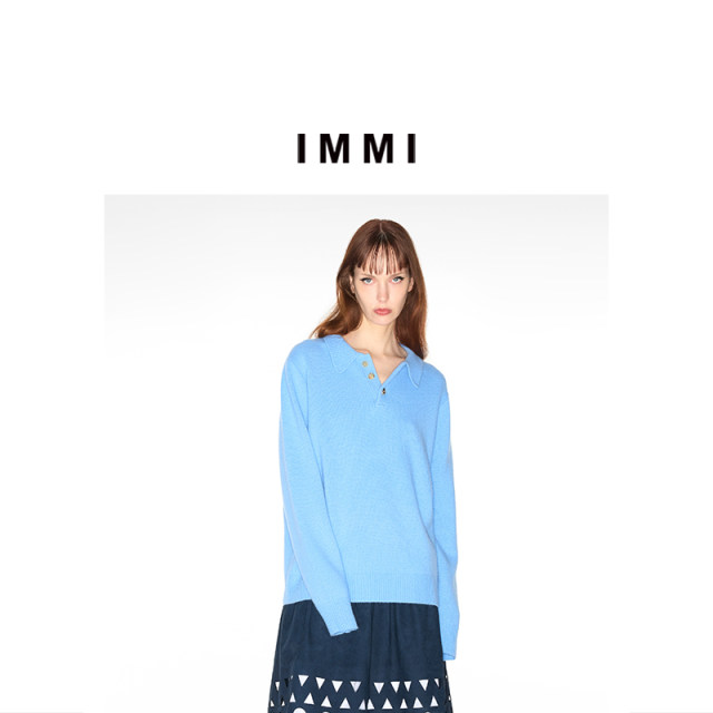 New autumn knitted full cashmere POLO neck long-sleeved sweater MWDFWKKN0676X