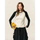 SOMESOWE Contrasting Ragshoulder Sleeve Ruffled T-shirt
