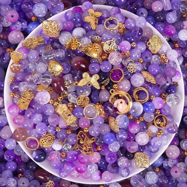 
Beads 9.9 mixed glass beads explosion beads loose beads DIY handmade materials kindergarten children's bracelet necklace accessories