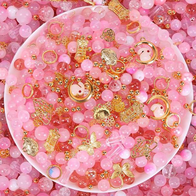 
Beads 9.9 mixed glass beads explosion beads loose beads DIY handmade materials kindergarten children's bracelet necklace accessories