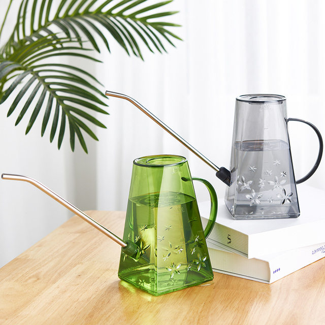 
Stainless steel long mouth watering kettle household gardening tool artifact transparent watering kettle simple large capacity flower watering kettle