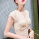 2025 summer lace base shirt for women v-neck slim mesh sexy fashionable women's T-shirt sleeveless hollow vest