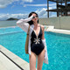 Swimming in hot spring one-piece strapless neck sexy pure and sexy swimsuit for women in 2025 new hot style high-end look slimming