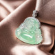 Natural jade a-grade ice species Laokeng sunny green 18K gold Maitreya Buddha jade pendant Burmese female model Buddha pendant