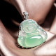 Natural jade a-grade ice species Laokeng sunny green 18K gold Maitreya Buddha jade pendant Burmese female model Buddha pendant