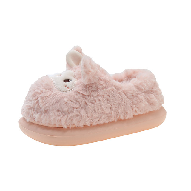 Cotton slippers Women's winter bag cute little lamb couple room home house home thick bottom plush warm cotton shoes men wearing
