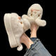 Cute bell puppy cotton slippers for women winter outer wear Baotou thick-soled high-heeled indoor home plush warm slippers