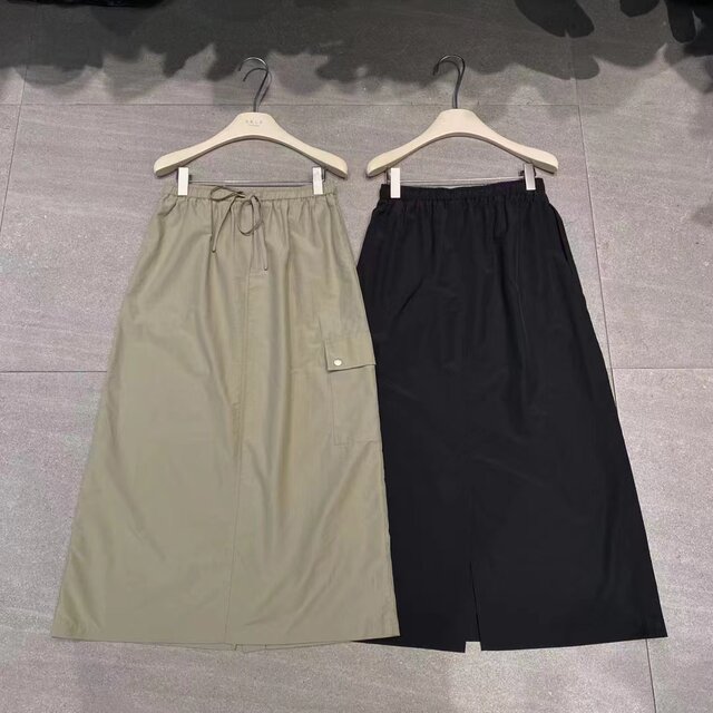 
SELF retro Hong Kong style thin material work skirt 2025 summer new fashion lace-up high waist midi skirt 9618