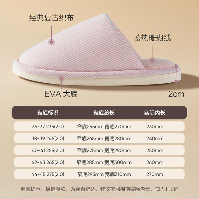 NetEase Yanxuan Cotton Slippers for Women in Winter 2025 New Home Cotton Slippers for Couple Home Indoor Non-slip Flops for Men
