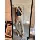 Brother Nan, slightly fat MM high -waisted casual pants, female summer straight ice silk thin micro -flared large -size suit wide -leg pants
