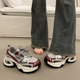 Popular Sponge Cake Thick Sole Daddy Shoes for Women Smaller Trends 2025 Super Hot New Autumn Silver Sports Casual Shoes