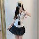 Soft//Spring and summer miu-style girl's high waist suit pleated short skirt makes her look slim and small commuter organ skirt
