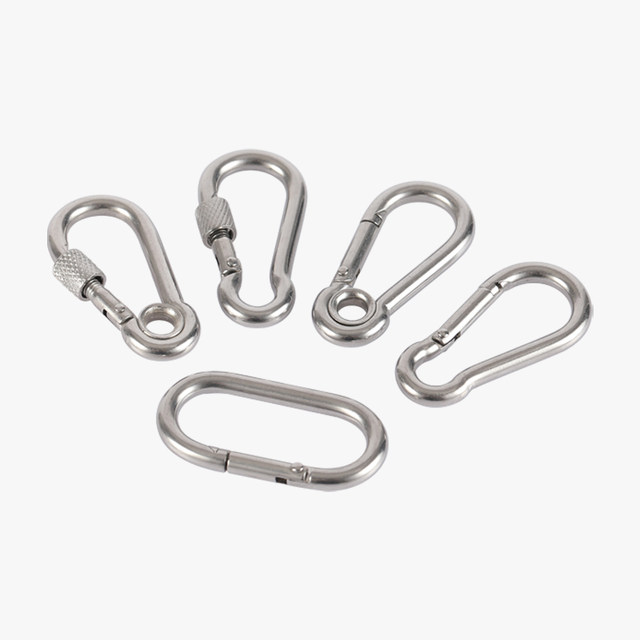304 316L stainless steel spring buckle insurance gourd mountaineering simple dog chain oval -shaped nut with circle egg hook