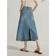 Inman retro washing cowboy skirt 2025 summer women's clothing new high-waisted slim A-line mid-length denim skirt
