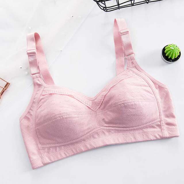 Full-cotton large-size bra thin style for developmental girls without sponges, middle-aged and elderly mothers without steel ring bra soft
