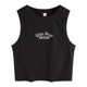 Hot girls wear black sports embroidered suspender vest for women in summer short knitted bottom sleeveless top
