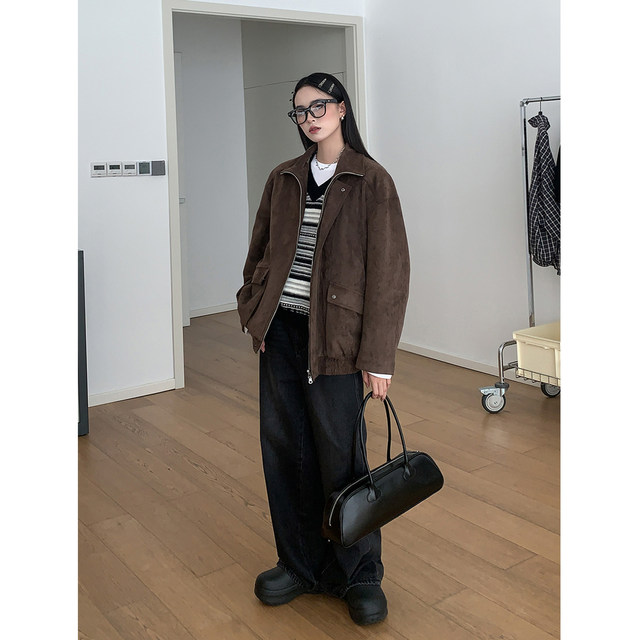 SIXI Sixi Home Autumn Long Island Pier Retro Striped Knitted Vest Women Loose Laminated Silhouette Vest