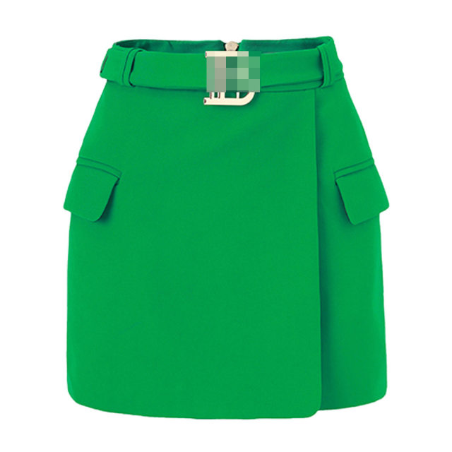 Spot 2025 spring and summer new Shenzhen high-quality fashion capable solid color belt fashionable and versatile A-line skirt