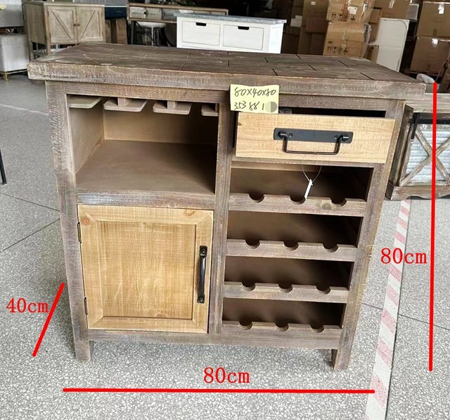 Clearance special price foreign trade original order American retro distressed wooden single door single drawer wine cabinet storage cabinet side cabinet