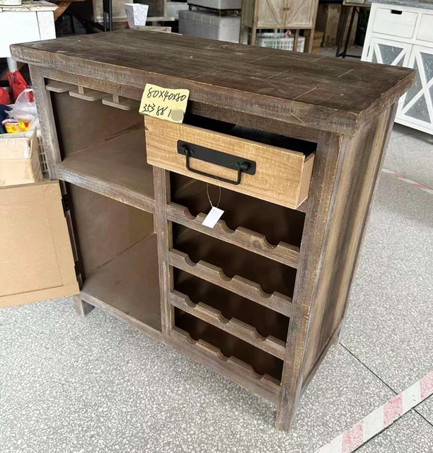 Clearance special price foreign trade original order American retro distressed wooden single door single drawer wine cabinet storage cabinet side cabinet