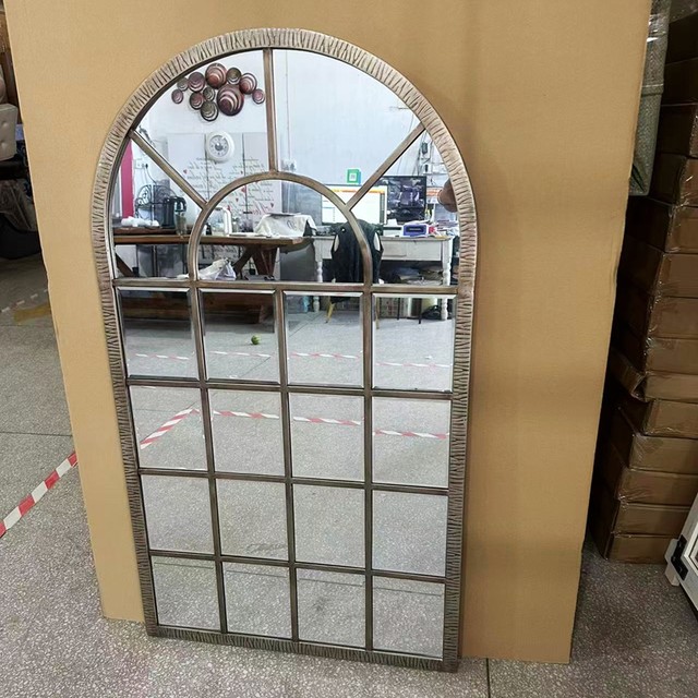 Promotional foreign trade original order American retro old iron arched wall-mounted decorative mirror 72*127cm