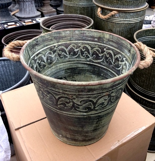 Foreign trade export original order Iron antique embossed hemp rope double-eared barrel basin American country iron basin