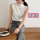 Large -size knitted suspender vest female micro -fat suits inner bottom shirt semi -high -necked sleeveless ice silk top, fat mm summer