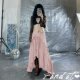 Find European and American large size retro style irregular wood ear design long skirt for women, vacation new long skirt
