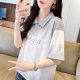 Lapel polo shirt, small short-sleeved T-shirt for women in summer Korean style loose large size women's gradient color tie-dyed top