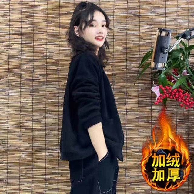 Fashionable and fashionable plush plush thick short jacket large size mother suit loose slim cardigan sweater pure cotton women's cotton clothing
