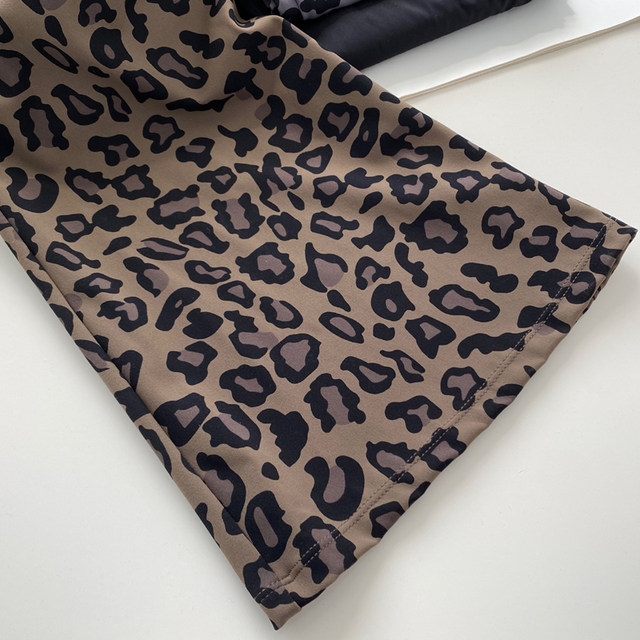 Gray printed leopard print micro-flare shark pants for women in summer and autumn extended trousers tall man mopping floor breathable quick-drying yoga
