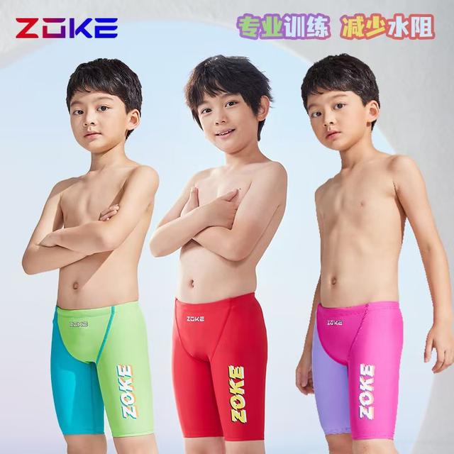 zoke children's swimming trunks five-point professional swimming training quick-drying middle and big children's competition boys' racing swimming trunks