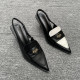 Foreign trade early spring single shoe female new pointed French -style Baotou color -colored small gold coins after empty sandals