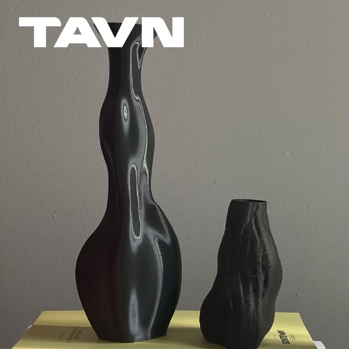 Tavn Las Project小众设计环保材料3d打印装饰黑色花瓶花器