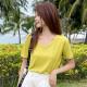 Green modal V-neck short-sleeved T-shirt for women wearing 2025 summer new loose large size fat mm ice silk top