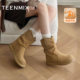 Tianmeiyi soft-soled retro western boots pile boots plus fluffy fur shoes short boots women's shoes high boots 2025 new style