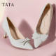 TATA, her French temperament high -heeled shoes female black dinner shoe light mouth single shoes 2024 autumn new model UAN02CQ4