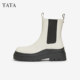 TATA Her British thick bottom Chelsea boot women's boots plus velvet leather smoke boots short boots in winter 7C960dz4
