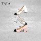 Sweetheart series Tata high heels Mary Jane shoes for women's retro French style genuine leather shoes new style