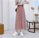 Huiyi Pavilion summer women's high waist skirt imitation silk a-line skirt Korean sweet high waist floral skirt midi skirt

