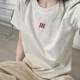 Women's 2025 new hot summer American slim fit slim gray large-size pure cotton top trendy
